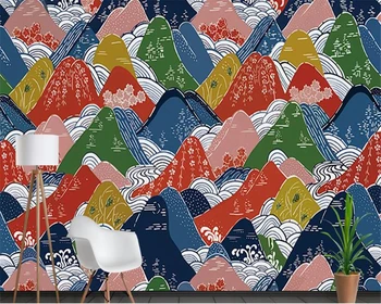 обои beibehang домашний декор На заказ мода behangJapanese стиль ручная роспись цветная гора абстрактная картина маслом обои