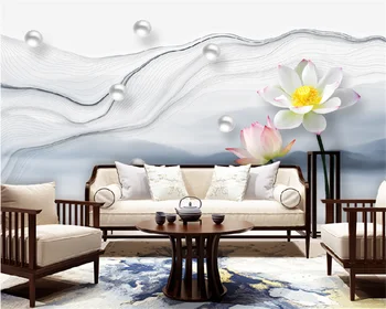 Обои на заказ, китайская художественная концепция, пейзаж, лотос, гостиная, ТВ-фон, украшение стен, цветочная фреска