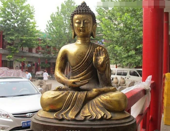 оптовая фабрика Тибетский Храм буддизма Бронзовая Позолоченная статуя Будды Татхагаты Амитабхи Шакьямуни
