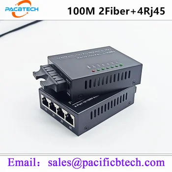 Оптоволоконный коммутатор Fast Ethernet Медиаконвертер 2 порта волокна 4RJ45 Оптоволоконный порт Оптический приемопередатчик 20 КМ SC Одиночный режим 100 М
