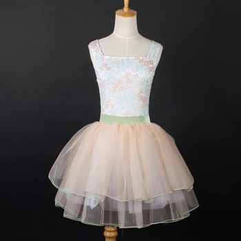 Платье-пачка для танцев принцессы, балетная танцевальная одежда, лента с вышивкой, одежда для выступлений на сцене