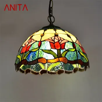 Подвесной светильник ANITA Tiffany, светодиодная лампа, современные красочные светильники для украшения домашней столовой.