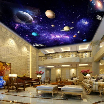 Пользовательские обои 3d Фиолетовая Фэнтезийная Галактика Фреска Звездное небо пространство Гостиная спальня потолок зенит фреска Обои papel de parede