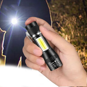 Портативный светодиодный фонарик Mini LED COB Light Перезаряжаемый фонарик со встроенным аккумулятором Телескопический Зум Водонепроницаемый фонарик