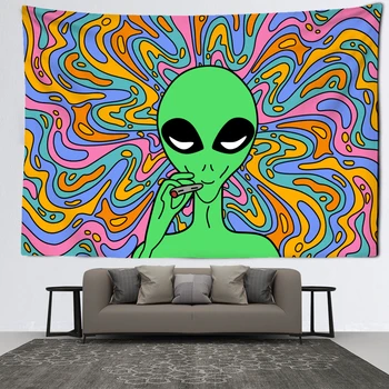 Психоделический Головокружительный Инопланетный Гобелен, висящий на стене, Абстрактные ленты хиппи, Колдовство, Таинственный Декор для дома в Богемном общежитии.