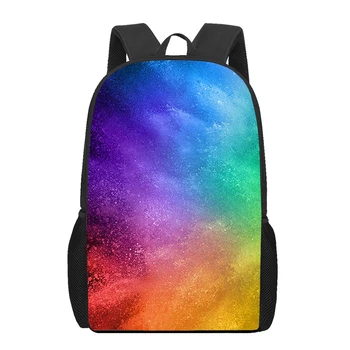 Радужный 3D принт, модные художественные школьные сумки для девочек-подростков, повседневные детские сумки для книг, детские рюкзаки, студенческая 16-дюймовая сумка для книг
