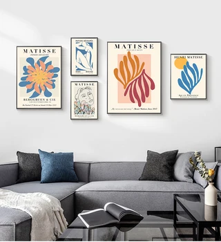 Ретро-плакат Матисса и принты Абстрактная настенная живопись в стиле ню на холсте, красочное изображение растения для гостиной в скандинавском стиле домашнего декора