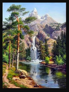 Рукоделие,Горный водопад красивые пейзажи DIY 16CT14CT Вышивка крестом, набор для вышивания, Художественный Набор для вышивания Крестиком декор ручной работы