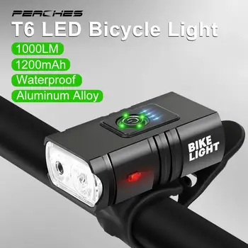Светодиодный велосипедный фонарь USB Перезаряжаемый индикатор питания Светодиодный Велосипедный Передний фонарь Фонарик Велосипедное Снаряжение Водонепроницаемый Светодиодный фонарик