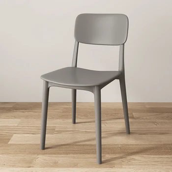 Серые Пластиковые Обеденные стулья Современный дизайн Одноместные Обеденные стулья для гостиной Минималистичная Дешевая мебель для дома