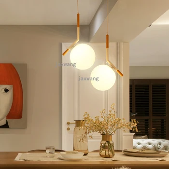 Скандинавские светодиодные подвесные светильники Декор гостиной Художественный Стеклянный шар Подвесная лампа для спальни Прикроватный ресторан Люстра Подвесная Столовая