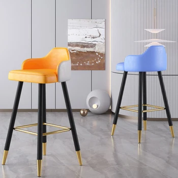 Скандинавский барный стул из искусственной кожи для кухонной мебели Барные стулья с удобной спинкой, легкий Роскошный Ресторанный барный стул