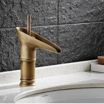 Смеситель для ванной комнаты Современный водопроводный кран с открытым носиком, смеситель для раковины из античной латуни, оптовый кран