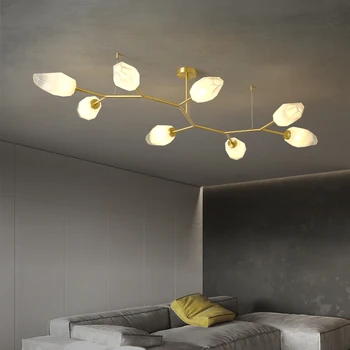 Современная стеклянная светодиодная потолочная люстра для гостиной спальни столовой Скандинавский дизайнерский медный подвесной светильник для внутреннего освещения