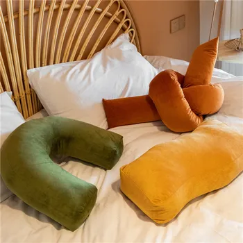 Современная стильная декоративная подушка, Бархатные U-образные подушки, Диванные подушки с волнообразным изгибом, Спальня, Гостиная, Диванные подушки
