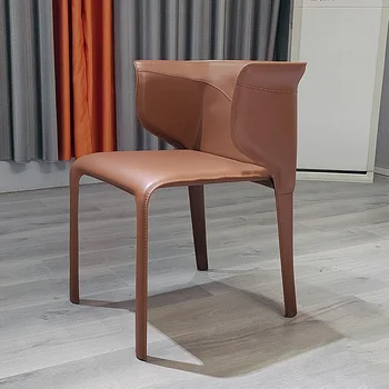 Современные минималистичные Обеденные стулья, Металлические стулья для отдыха в скандинавском стиле, Представительская мебель для кухни Meuble Salon с кожаной обивкой