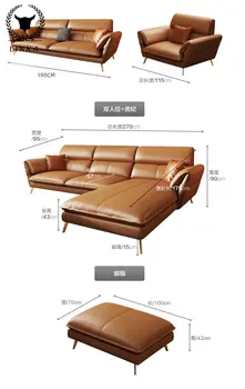 Современный кожаный диван в гостиной, кожаный диван для трех человек на втором этаже