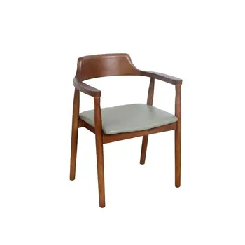 Современный простой стул со спинкой и подлокотником Стул из массива дерева для ресторана Nordic, конференц-зал, стул для переговоров в Хиросиме