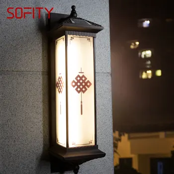 Солнечный настенный светильник SOFITY для творчества на открытом воздухе, бра с китайским узлом, светодиодный Водонепроницаемый IP65 для дома, виллы, балкона, двора