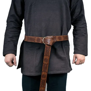 Средневековое кольцо в стиле Ренессанса, пояс, аксессуары для костюмов, аксессуары для взрослых мужчин, рыцарь-викинг, пират, косплей, Кожаная петля, пряжка