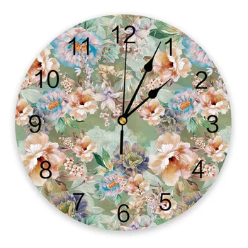 Старинные настенные часы с цветочным листом, Бесшумные цифровые часы для украшения дома, спальни, кухни, гостиной