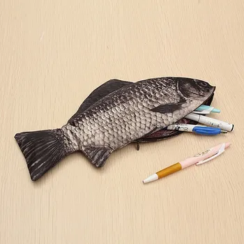 Сумка для карандашей в форме рыбы в форме карпа, реалистичная косметичка, креативный школьный офисный канцелярский чехол на молнии, сумки для ручек, подарки для детей