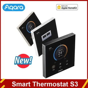 Умный термостат Aqara S3 с сенсорным экраном и панелью 3,95, поддержка голосового / дистанционного управления, определение температуры и влажности для приложения Homekit