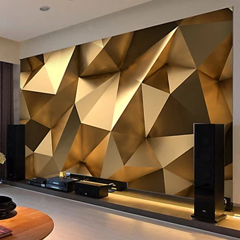 Фотообои Современные 3D Стерео Золотые геометрические фрески Декор стен на фоне телевизора в гостиной самоклеящиеся водонепроницаемые наклейки