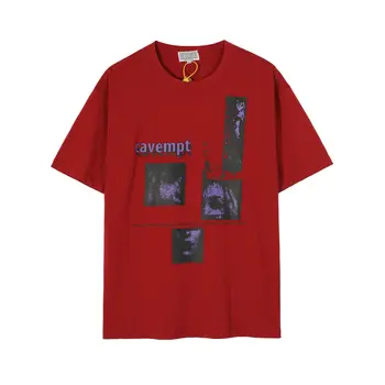 Футболка Jujube Red CAVEMPT C.E для мужчин и женщин, винтажная футболка с паровым ветром в соотношении 1:1, футболка CAVEMPT C.E.