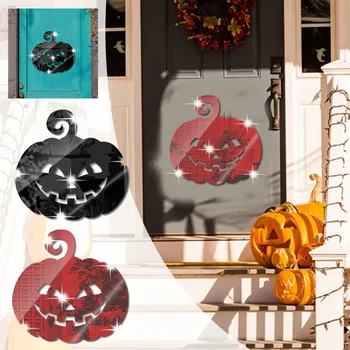 Черно-красная Тыква Зеркальные наклейки Украшение для Хэллоуина Акриловые жуткие тыквы толщиной 1 мм Наклейки на стены Фрески для тематической вечеринки