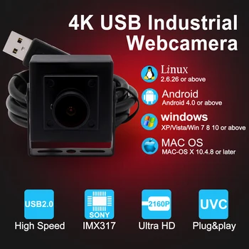 Широкоугольная Веб-Камера Высокого Разрешения 4K 3840x2160 Mjpeg IMX317 Сенсор Рыбий Глаз Видео USB Камера для Компьютера ПК Настольный Ноутбук