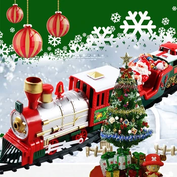 Электрический имитирующий Рождественский поезд, набор игрушек, маленькие пластиковые железнодорожные гоночные трассы, Рождественский подарок для детей